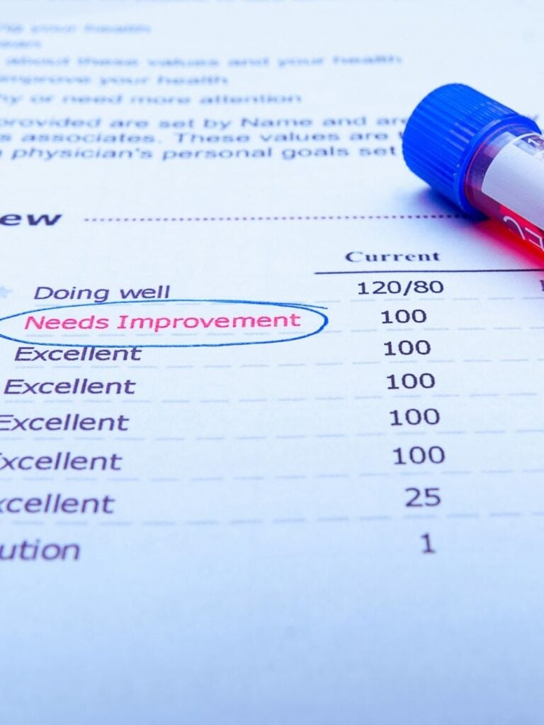 Medical lab results showing a documented turning point in Scott’s healing journey